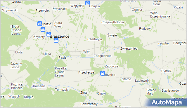mapa Zadębieniec, Zadębieniec na mapie Targeo