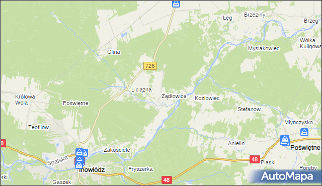 mapa Żądłowice, Żądłowice na mapie Targeo