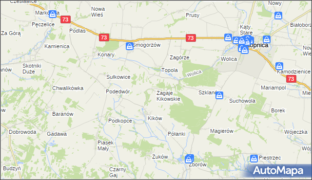 mapa Zagaje Kikowskie, Zagaje Kikowskie na mapie Targeo