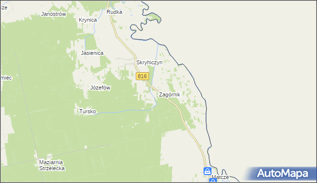 mapa Zagórnik gmina Dubienka, Zagórnik gmina Dubienka na mapie Targeo