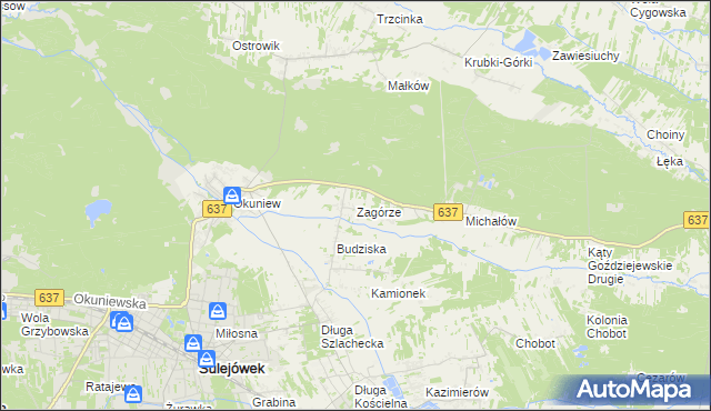 mapa Zagórze gmina Halinów, Zagórze gmina Halinów na mapie Targeo