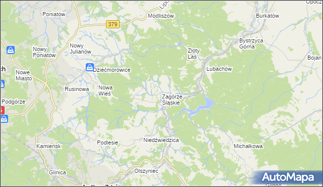 mapa Zagórze Śląskie, Zagórze Śląskie na mapie Targeo