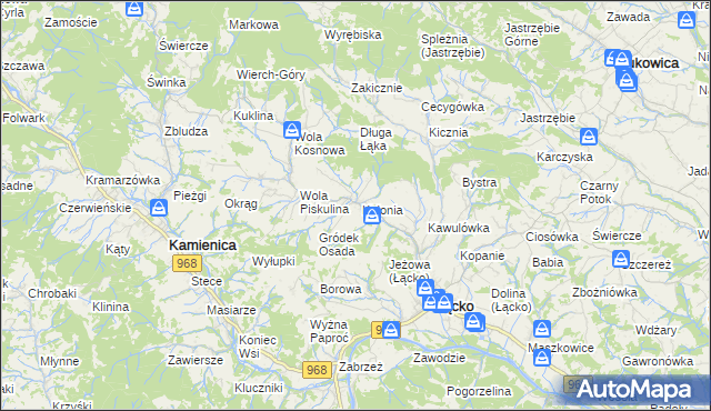mapa Zagorzyn gmina Łącko, Zagorzyn gmina Łącko na mapie Targeo