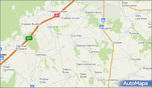 mapa Zagroby-Łętownica, Zagroby-Łętownica na mapie Targeo