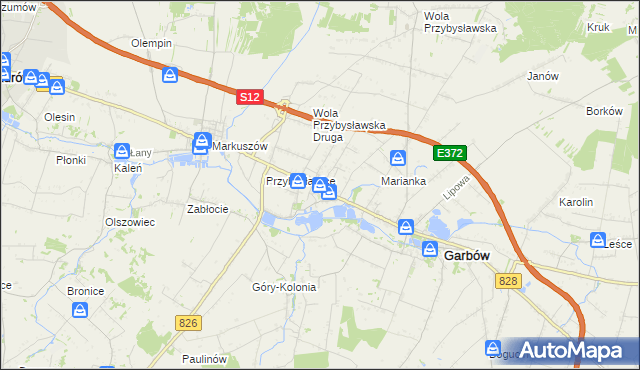 mapa Zagrody gmina Garbów, Zagrody gmina Garbów na mapie Targeo