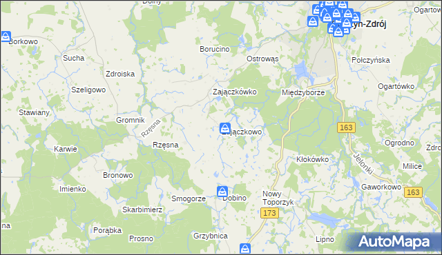 mapa Zajączkowo gmina Połczyn-Zdrój, Zajączkowo gmina Połczyn-Zdrój na mapie Targeo