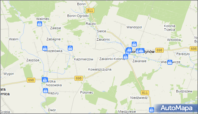 mapa Zakalinki-Kolonia, Zakalinki-Kolonia na mapie Targeo