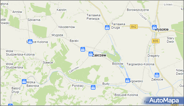 mapa Zakrzew powiat lubelski, Zakrzew powiat lubelski na mapie Targeo