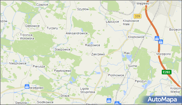 mapa Zakrzewo gmina Prusice, Zakrzewo gmina Prusice na mapie Targeo