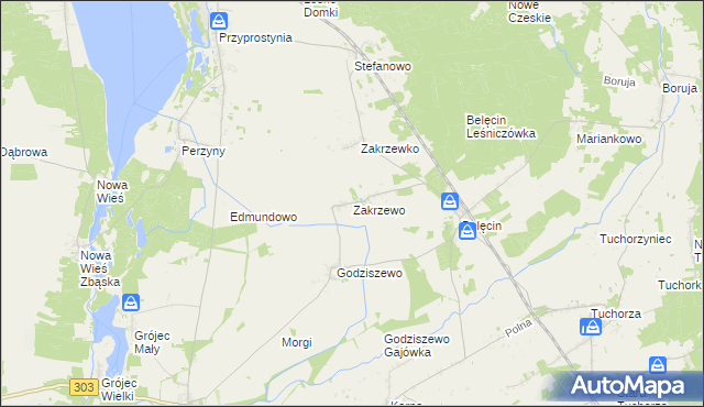 mapa Zakrzewo gmina Siedlec, Zakrzewo gmina Siedlec na mapie Targeo
