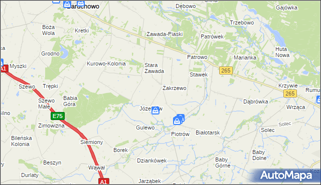 mapa Zakrzewo-Parcele, Zakrzewo-Parcele na mapie Targeo