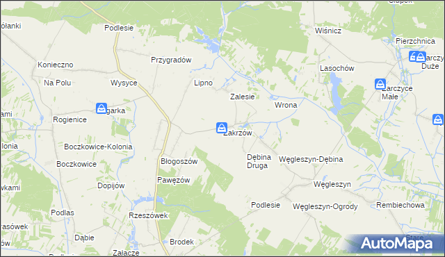 mapa Zakrzów gmina Oksa, Zakrzów gmina Oksa na mapie Targeo