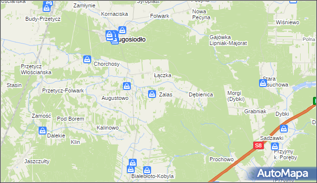 mapa Zalas gmina Długosiodło, Zalas gmina Długosiodło na mapie Targeo