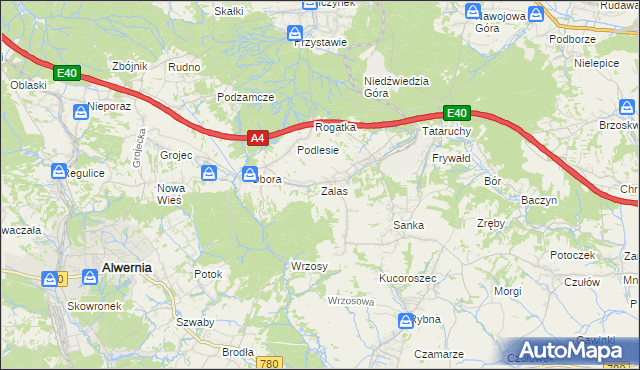 mapa Zalas gmina Krzeszowice, Zalas gmina Krzeszowice na mapie Targeo
