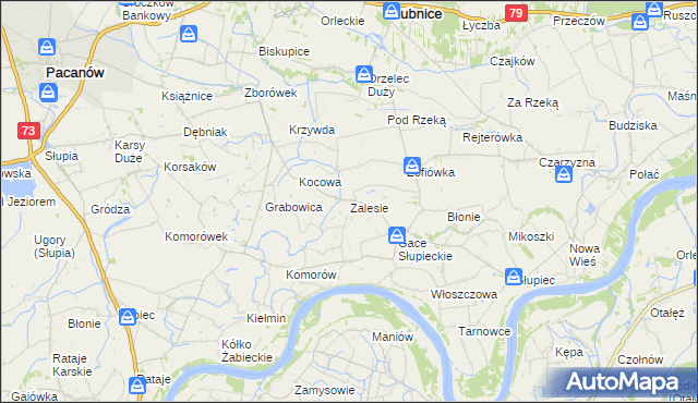 mapa Zalesie gmina Łubnice, Zalesie gmina Łubnice na mapie Targeo