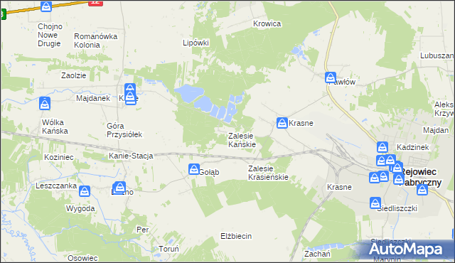 mapa Zalesie Kańskie, Zalesie Kańskie na mapie Targeo