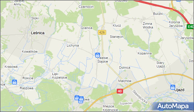 mapa Zalesie Śląskie, Zalesie Śląskie na mapie Targeo
