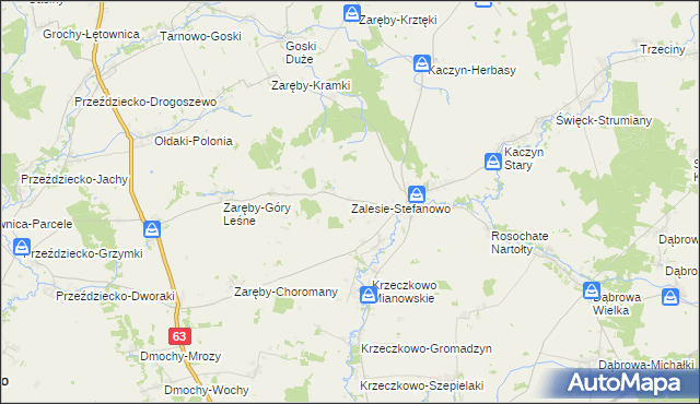 mapa Zalesie-Stefanowo, Zalesie-Stefanowo na mapie Targeo