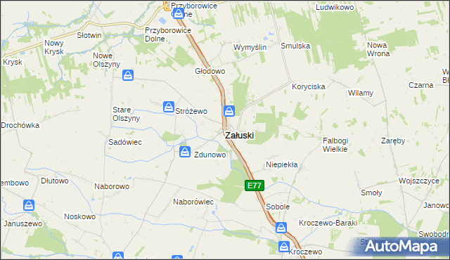 mapa Załuski powiat płoński, Załuski powiat płoński na mapie Targeo