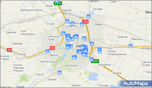mapa Zamościa, Zamość na mapie Targeo