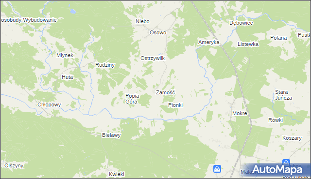 mapa Zamość gmina Karsin, Zamość gmina Karsin na mapie Targeo