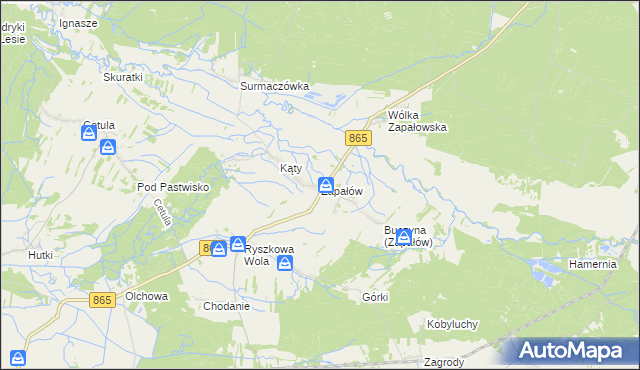 mapa Zapałów, Zapałów na mapie Targeo