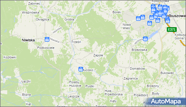 mapa Zapole gmina Niwiska, Zapole gmina Niwiska na mapie Targeo