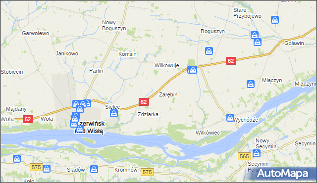 mapa Zarębin, Zarębin na mapie Targeo