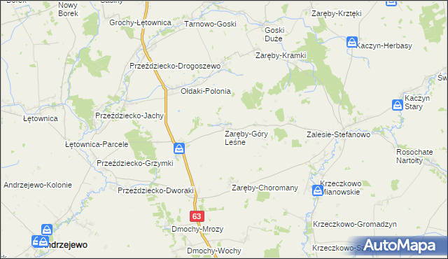 mapa Zaręby-Góry Leśne, Zaręby-Góry Leśne na mapie Targeo
