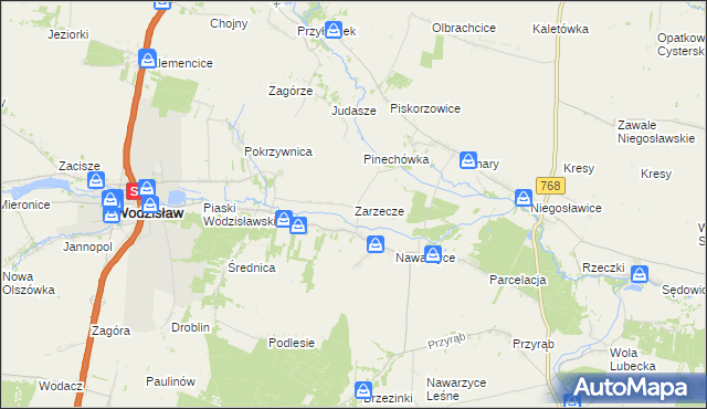 mapa Zarzecze gmina Wodzisław, Zarzecze gmina Wodzisław na mapie Targeo