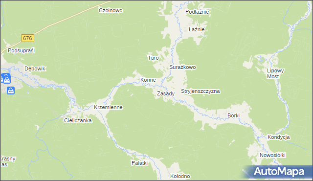 mapa Zasady gmina Gródek, Zasady gmina Gródek na mapie Targeo