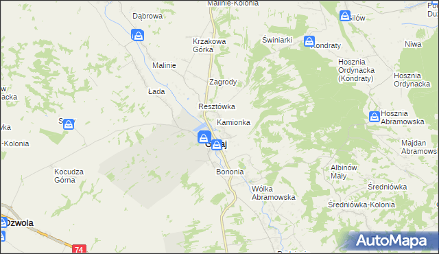 mapa Zastawie gmina Goraj, Zastawie gmina Goraj na mapie Targeo
