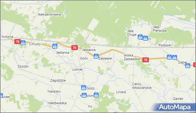 mapa Zastawie gmina Stanin, Zastawie gmina Stanin na mapie Targeo