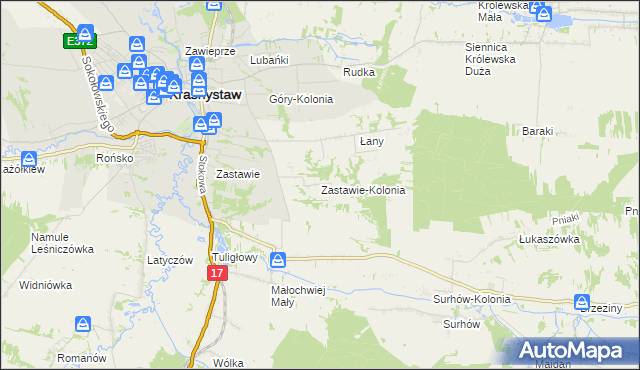 mapa Zastawie-Kolonia, Zastawie-Kolonia na mapie Targeo