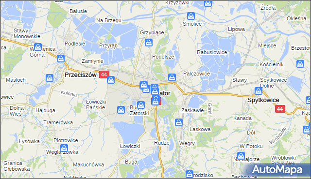 mapa Zator powiat oświęcimski, Zator powiat oświęcimski na mapie Targeo