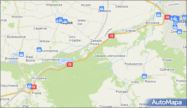 mapa Zawada-Leśniczówka, Zawada-Leśniczówka na mapie Targeo