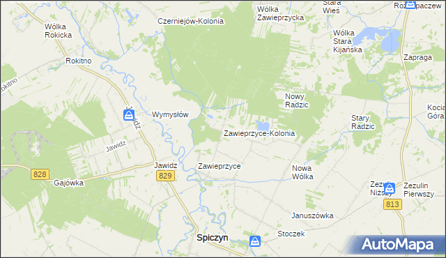 mapa Zawieprzyce-Kolonia, Zawieprzyce-Kolonia na mapie Targeo