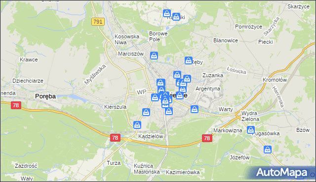 mapa Zawiercie, Zawiercie na mapie Targeo