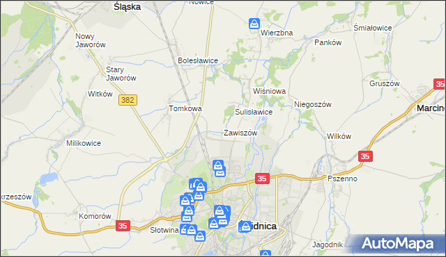mapa Zawiszów, Zawiszów na mapie Targeo