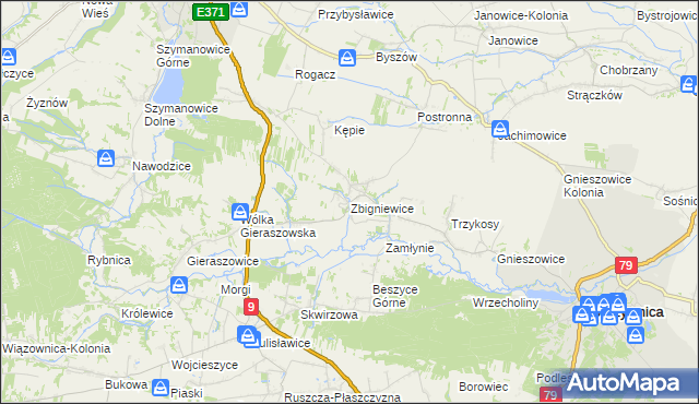 mapa Zbigniewice, Zbigniewice na mapie Targeo