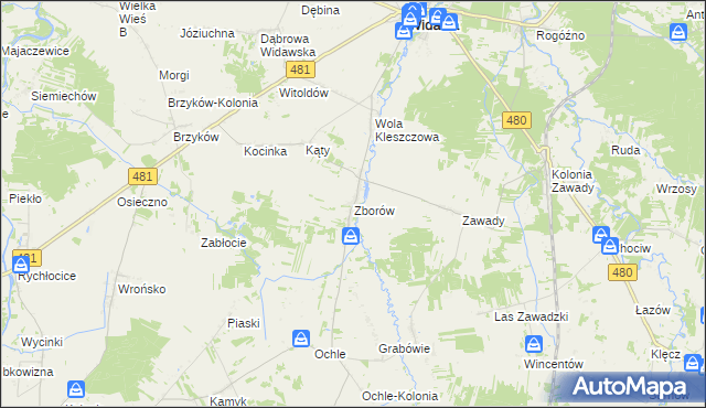 mapa Zborów gmina Widawa, Zborów gmina Widawa na mapie Targeo