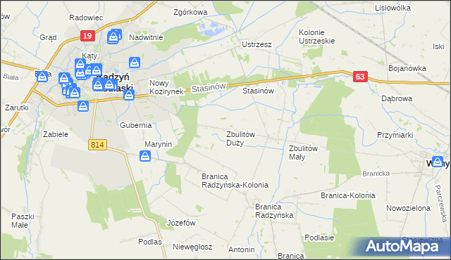 mapa Zbulitów Duży, Zbulitów Duży na mapie Targeo