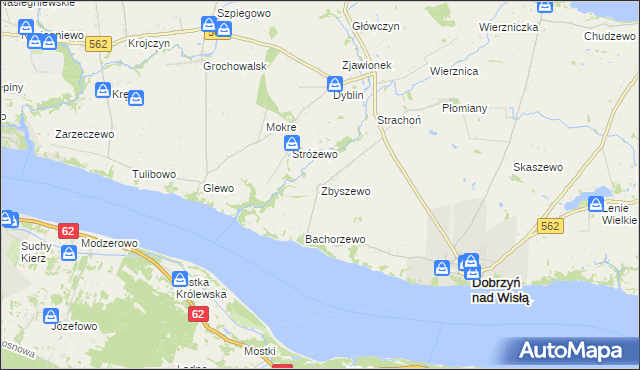 mapa Zbyszewo gmina Dobrzyń nad Wisłą, Zbyszewo gmina Dobrzyń nad Wisłą na mapie Targeo