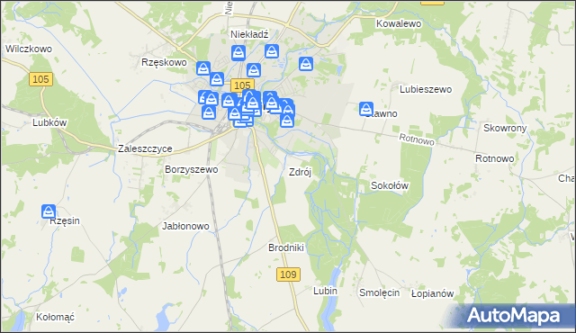 mapa Zdrój gmina Gryfice, Zdrój gmina Gryfice na mapie Targeo