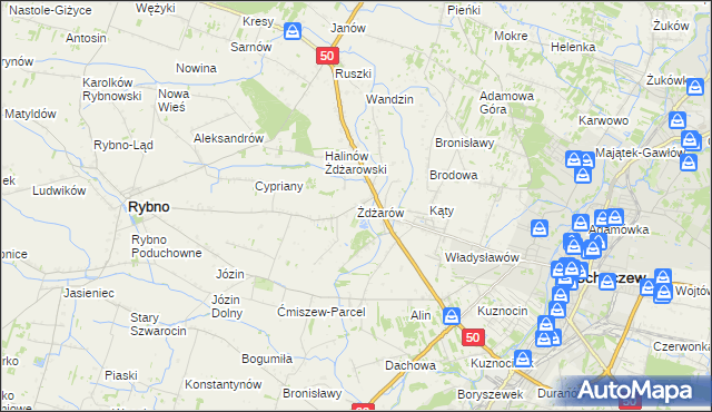 mapa Żdżarów, Żdżarów na mapie Targeo