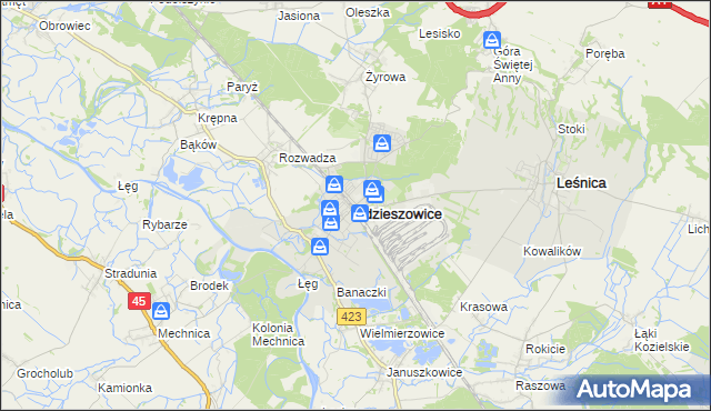 mapa Zdzieszowice, Zdzieszowice na mapie Targeo