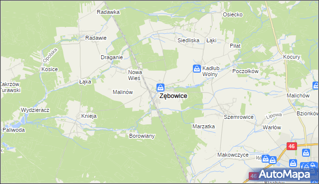 mapa Zębowice powiat oleski, Zębowice powiat oleski na mapie Targeo