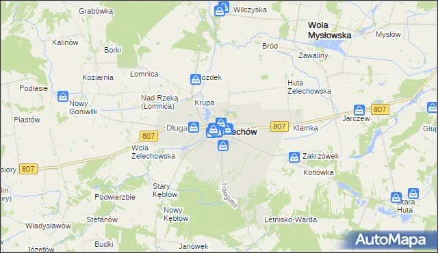 mapa Żelechów powiat garwoliński, Żelechów powiat garwoliński na mapie Targeo