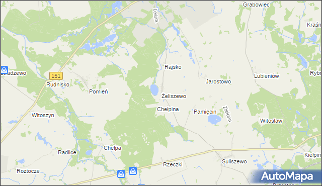 mapa Żeliszewo, Żeliszewo na mapie Targeo