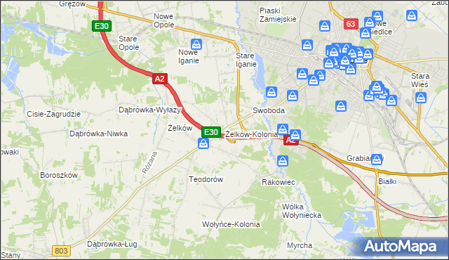 mapa Żelków-Kolonia, Żelków-Kolonia na mapie Targeo